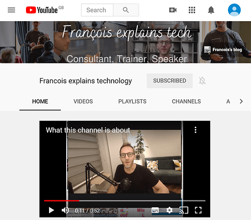 Preview of YouTube channel page