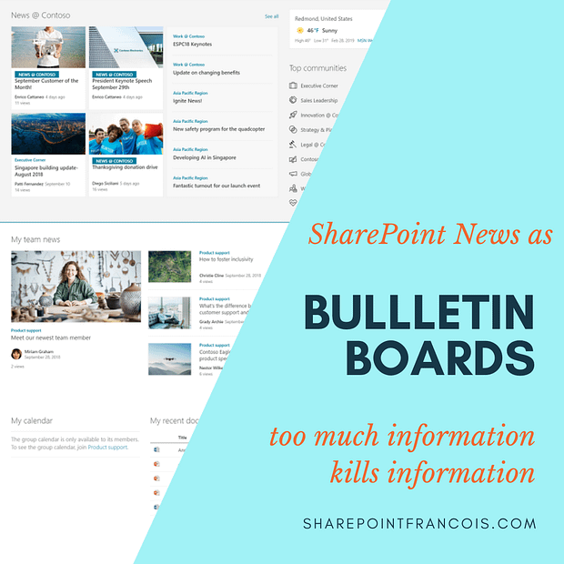 SharePoint news as bulletin board