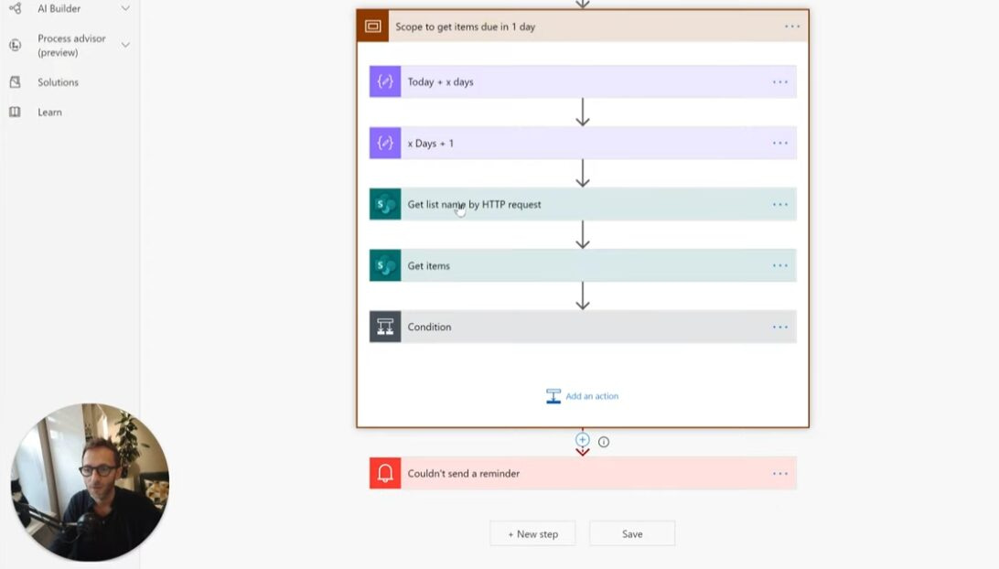 Screenshot of a Power Automate workflow