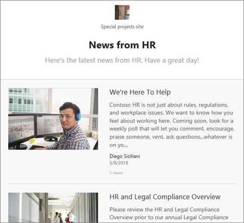 Create and send a news digest - Office Support